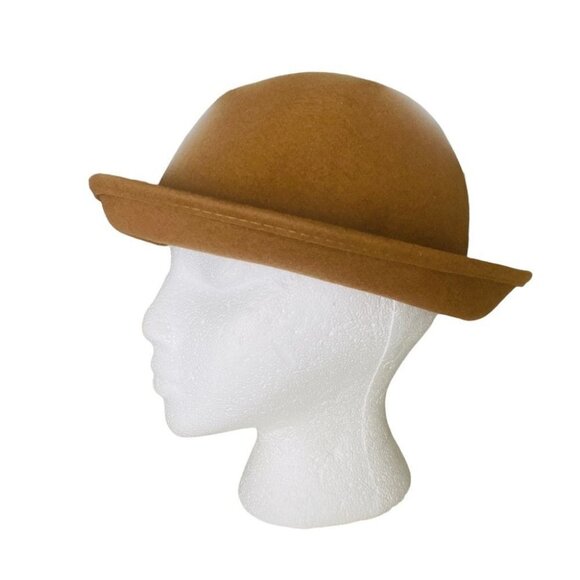 Vintage Amanda Smith Tan Bowler Hat 100% Wool Made in Italy Cloche Flapper 90s main image 8